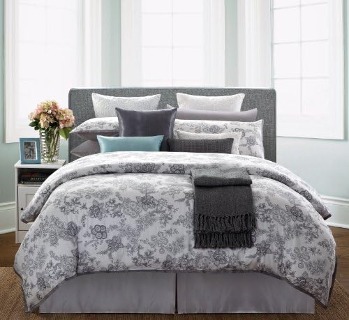 Ever Rouge White Lotus 300 Thread Count 100-Percent Cotton 7-Piece Duvet Set, King