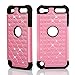 iPod Touch 7th Generation case, 6th Generation Cases, Protective Case for iPod Touch 5 6 7 Gen Bumper Accessories (Pink w/Crystal)
