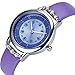 DOVODA Girl Watches Easy Reader Time Teacher Flowers Diamond Purple Leather Band Girls Watch