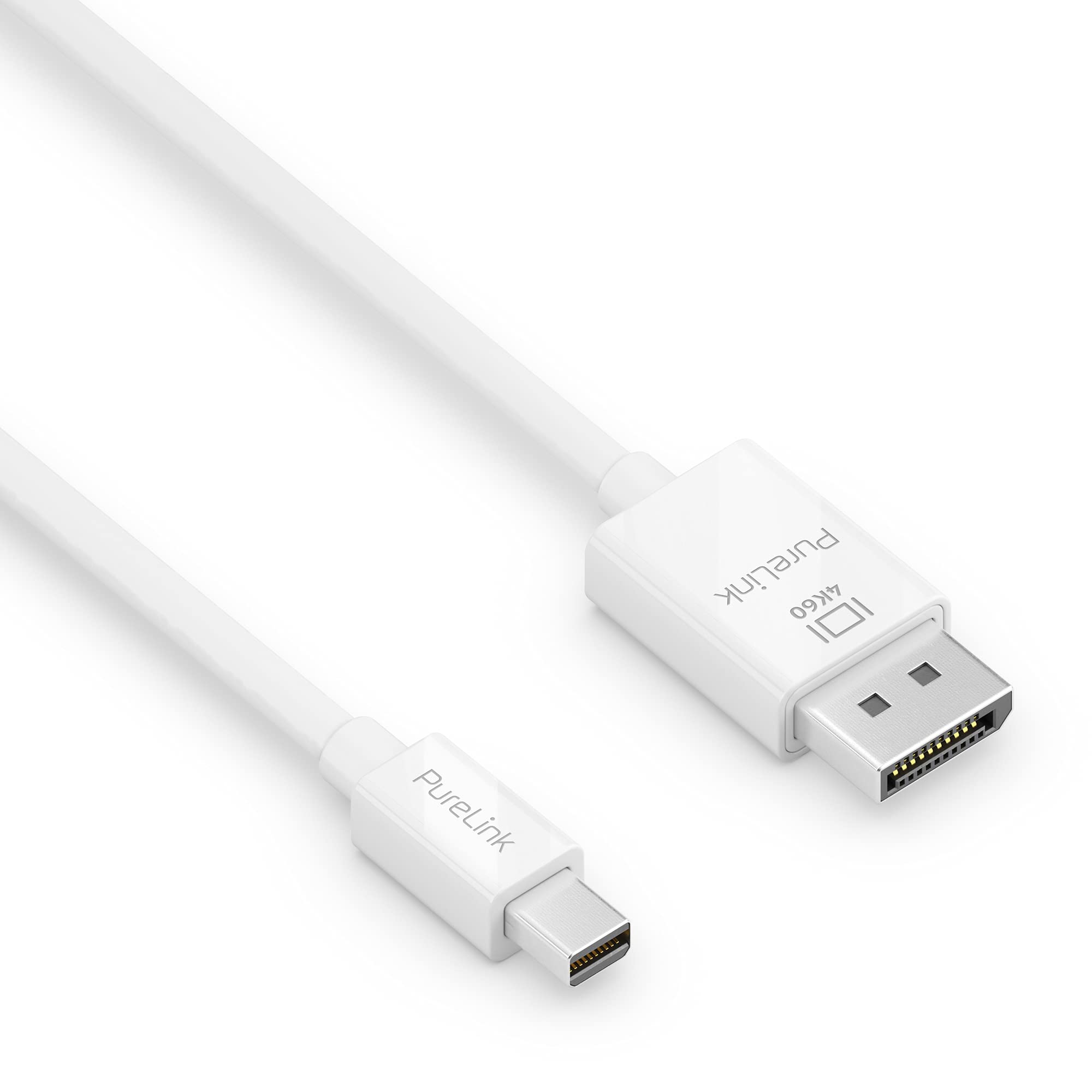 PureLink Mini DisplayPort to DisplayPort 1.3 Cable, 4K Ultra HD 60Hz, 21.6 GB/s Bandwidth, Gold-Plated Connectors, 1.50 m, White