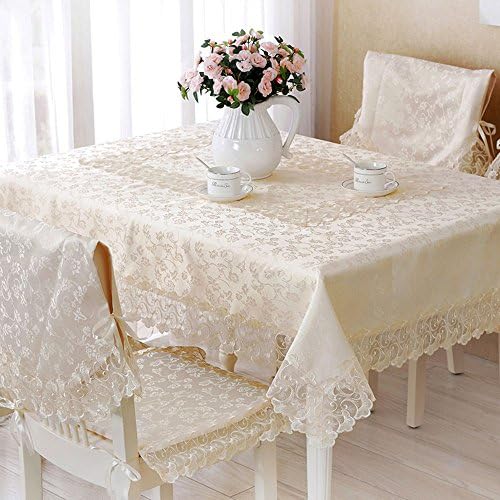 XMMLL Table Cloth Continental Idyllic Rectangular Coffee Table Cloths Lace Fabrics Table Flag Seat Seat Cushion Kit,M Yellow,85X85Cm