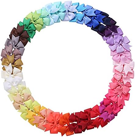 Cheer Bows 36pcs Cute Simple Colorful Make Large Boutique handmade Princess Clip Girls Grosgrain Ribbon Hair Bows for Babies Toddler Teens Children Women Ribbon Smith