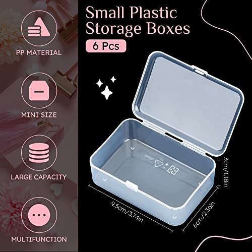 6 Pcs Clear Plastic Storage Containers Small Rectangle Bead Storage Box...