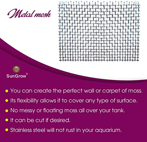 Luffy Moss Wall Mesh Kit (5 pcs) - Stainless Steel, Strong and Flexible, Enhance Aquarium with a Luscious Green Moss Wall or Moss Floor: Easy to Use with All Aquatic Plants Including Java and Pellia