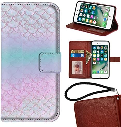 iPhone 7 Plus / iPhone 8 Plus Wallet Case, Mermaid Scales PU Leather Wallet Case with Card Holders