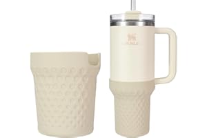 Thxbag Silicone Boot for Stanley Cup 40oz,Beige Boot Sleeve Cover Fit with Stanley H2.0 and Quencher Adventure Tumbler Accessories (Cream, 40 oz)