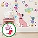 Dog Wall Decals for Girls - Cupcake Cute Pink Decor Stickers for Kids - Wall Decor Stickers for Kids - Baby Decals Dog [>45 Art Baby Bedroom clings]