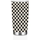 Vintage Black Checkered Decor Nurse Mothers Day Christmas Birthday Gifts for Women Men Tumbler Coffee Mug Insulated Stainless Steel Thermal Cup with Lid, Tumblers Travel Coffee Cup for Car Home Office