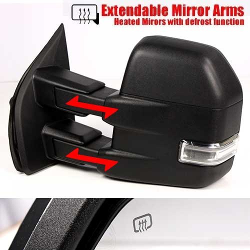 Modifystreet Power Side Towing Mirrors with Turn Signal & Heated Defrost for 2015-2016 Ford F150 (8 pin connector) models
