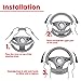 Zone Tech Plush Genuine Sheepskin Stretch- On Vehicle Steering Wheel Cover Gray Car Wheel Protector