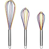 3 Pack Silicone Whisk, Balloon Whisk Set, Egg Frother, Milk And Egg Beater Blender - Kitchen Utensils For Blending, Whisking, Beating, Stirring