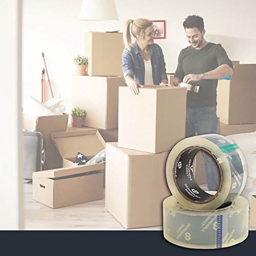 Quiet, Industrial Grade Clear Packing Tape (6 Rolls) - 60 Yards per Roll - 2" Wide x 2.7 mil Thick, Acrylic Adhesive Heavy Duty Tape for Box Office Moving Packaging Shipping, Free Tape Cutte