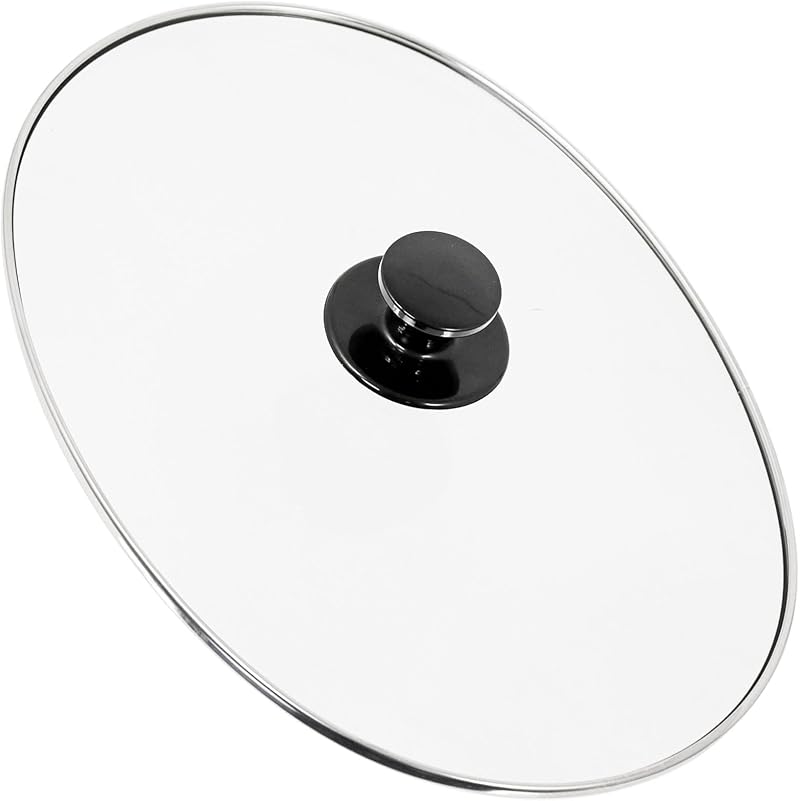 Spares2go Universal Large Oval Glass Lid & Knob Handle for Slow Cookers
