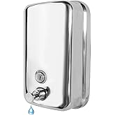 Heavy Duty Soap Dispenser Wall Mount Stainless Steel Soap Dispenser Manual Liquid Pump Rust-Proof Leak Free Pump for Commercial & Home Kitchen Bathroom (34 fl.oz./1000ml)