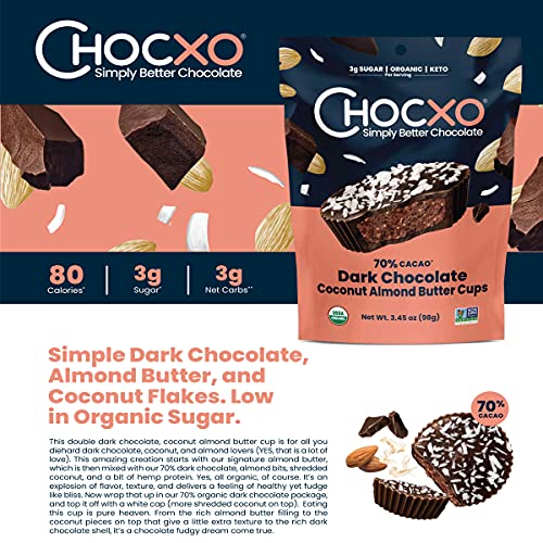 Chocxo Dark Chocolate Coconut Almond Butter Cups Truly Indulgent, Low