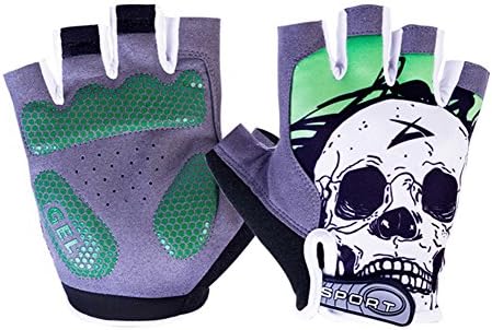 Fashion Skulls Sports Cycling Gloves Half Finger Outdoor Nonslip Mountain Bike Gloves Weightlifting Racing Riding Climbing