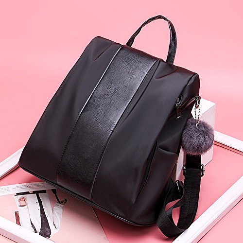 Clearance Sale! ZOMUSA Women Girls Fashion Mini Backpack Shoulder Bag Solid School Bags With Fur Ball (Black )