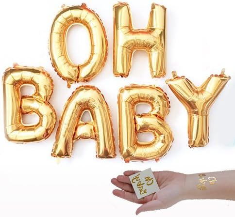 Gold OH BABY!Â Girl Boy Baby Shower Mylar Balloons Two Oh Baby Tattoos Decorations