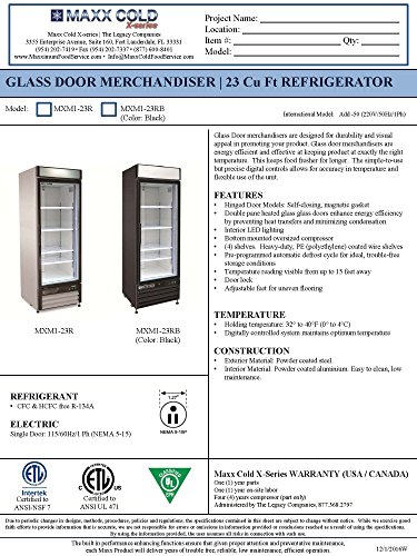 Maxx Cold MXM1-23RX One 1 Glass Door Upright Merchandiser Refrigerator Cooler - 23cf - REFURBISHED - Thumbnail 3