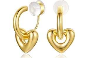 XIANQI 24K Gold Clip On Hoop Earrings Gold Plated Non Pierced Hoop Chunky Clip on Hoop Earrings for Women