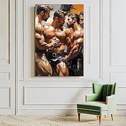 HMLZSJ Nude Muscle Male Torso Portrait Art Gay