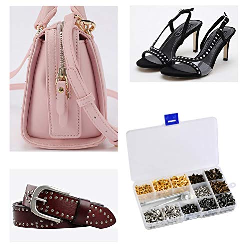 Double Capped Rivets - 480 Sets Leather Rivets, 6-8mm Double Head Rivet Studs Metal Purse Notions Rivet Studs with Setting Tools for Clothes Bag/Belt Leather Craft Repair Decoration - Thumbnail 6