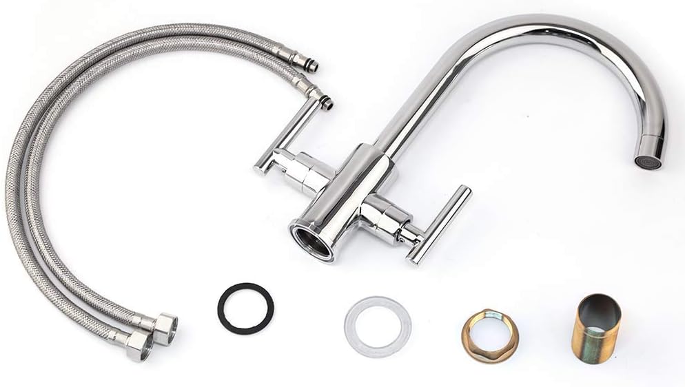 Tap Rotating Handle Kitchen Mixer Taps Dual Lever 360° Rotating Chrome Finish Double ...