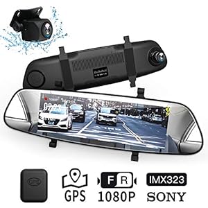 Dudubell ドライブレコーダー 前後カメラ ミラー型 前後1080pフルhd Sonyセンサー 外付けgps付 7インチタッチパネル スーパー暗視機能 Hdrplus機能 前後170度レンズ 高速録画 高画質 F1 満足しています