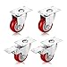 PARLOS 3 Inch Heavy Duty Caster Wheels with 360 Degree Swivel Plate on Polyurethane Wheel 970 Lbs, 4 Pack (2 with Brake & 2 Without Brake), 40007