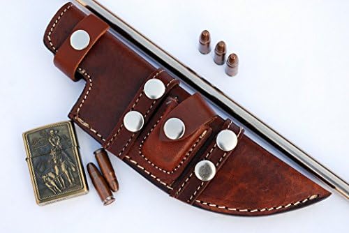 Custom Handmade Horizontal Left Hand Draw Tracker Knife Leather Sheath Dark Brown S8