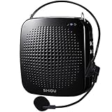Zoweetek Portable Rechargeable 15 Watts Voice Amplifier with Wired Microphone and Waistband, Supports TF Card/MP3/AUX for Teachers, Tour Guides, Coachers, Meeting, Speech (Black)