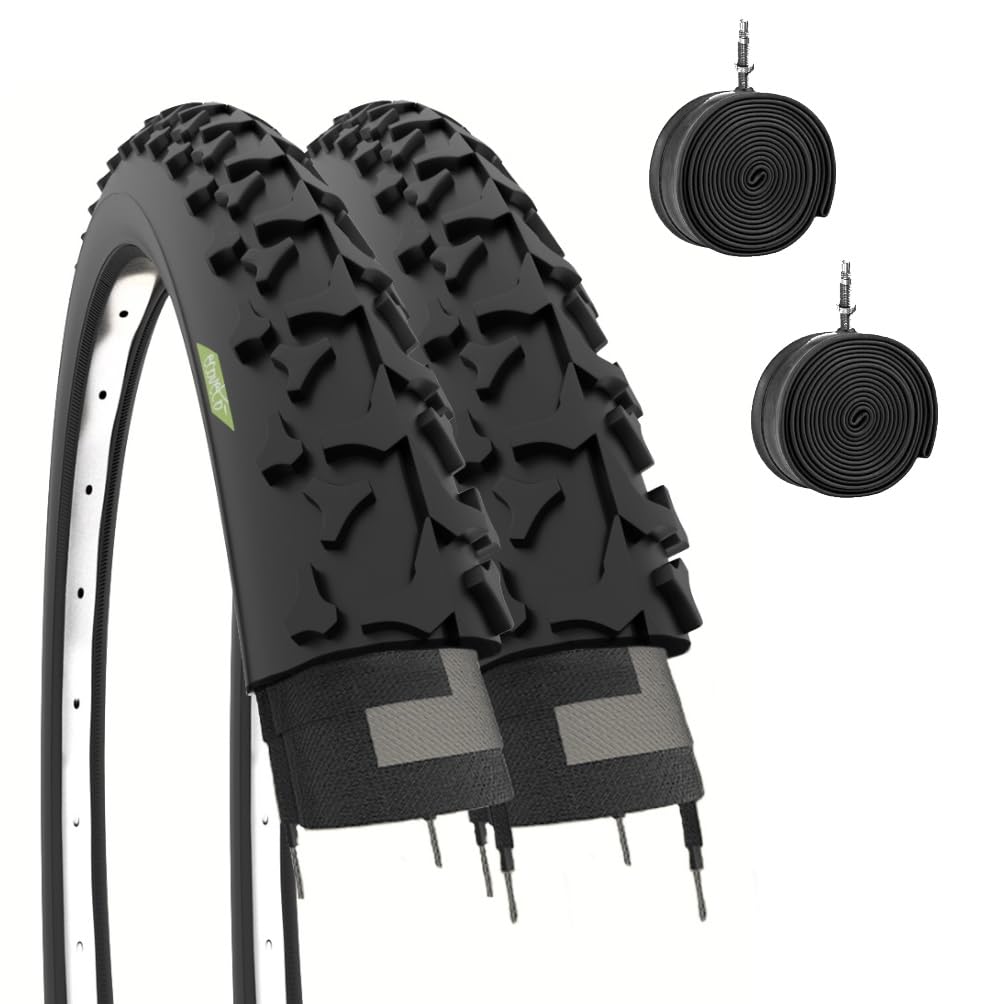 Ecovelo Pair of 2 MTB Tyres 26" x 1.90 (50-559) + Inner Tubes for Mountain Bike Bicycle