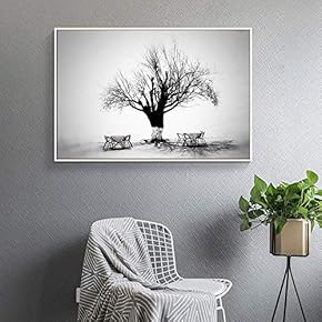 Floating Framed Canvas Wall Art for Living Room, Bedroom Black and White Tree Art Canvas Prints for Home Decoration Ready to Hang - 16x24 inches