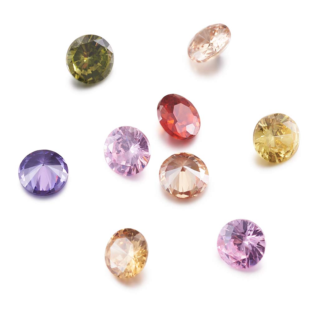Craftdady 50pcs 2.5mm Cubic Zirconia Stone Colorful Loose CZ Rhinestone Faceted Cabochons for Earring Bracelet Pendants Jewelry DIY Craft Making