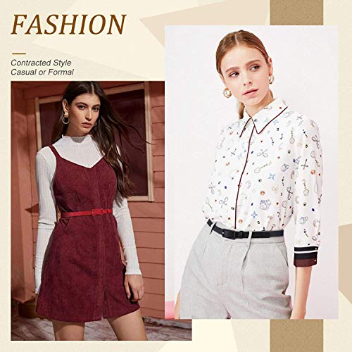 JASGOOD Women Skinny Waist Belt for Dress Jeans Pants Simple Thin Belt 0.75 inch Wide 2 Pack