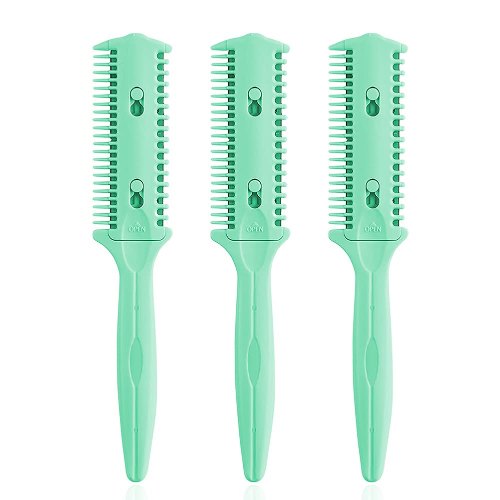 Photo 1 of * only comes with one* soft 'N Style Haircut Razor Comb, 3 Pack - Double Sided Razor Hair Styling Scissors Comb, Split Ends Trimmer Styler for Thin and Thick Hair (Green, Metal, F, 3 Count)