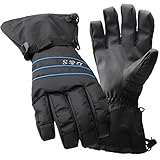 D&S Ski Gloves Men - Waterproof Warm Adult Cold Weather Winter Glove - Full Finger Gear - Perfect for Windproof,Snow,Snowboard,Snowmobile,Skiing,Snowboarding - Insert HIPOTEX Waterproof Bag (Black L)