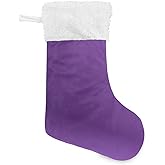 JUMBEAR Purple Solid Color Christmas Stockings Set of 1, 18" Plush Cuff Xmas Hanging Stocking for Family Holiday Xmas Party Decorations