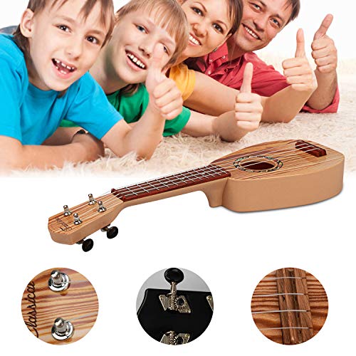 aPerfectLife 17" Kids Ukulele Guitar Toy 4 Strings Mini Guitar Children Musical Instruments Educational Learning Toys with Picks and Strap for Toddler Kids Boys Girls Beginner Starter (Wooden)