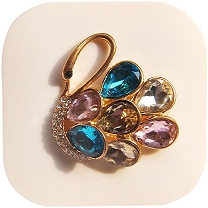 Elegant and Noble Colorful Rhinestone Swan Contact Lens Case Portable Eye Care Lenses Container Holder with Mirror (WHITE)