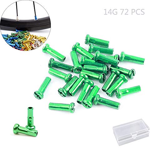 Juland 72 PCS Alloy Spoke Nipples Bike Spoke Nipples End Tips Nipples End Caps Wheel Spoke Nipples Decor for Mountain Road Bicycles 14G - Green - Thumbnail 4
