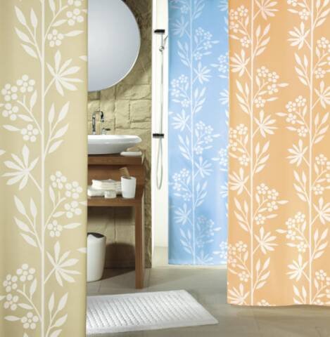 Spirella Fresh Salmon Textile Curtain 180 x 200 1210412, White, Standard