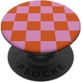 Checkered Pink Orange Checkerboard Pattern PopSockets Adhesive PopGrip