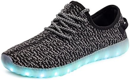 Ledion Men's Women's Light up Sneakers Shoes for Men Women Running Shoes USB Charging Colorful LED Light Lace-up Sneakers Flashing Sport Shoes LD001B7-44