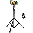 Aureday 67" Phone Tripod, Extendable Cell Phone and Camera Tripod Stand with Wireless Remote & Phone Holder, Aluminum Selfie Stick Tripod