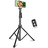 Aureday 67" Phone Tripod, Extendable Cell Phone and Camera Tripod Stand with Wireless Remote & Phone Holder, Aluminum Selfie Stick Tripod