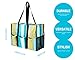Pursetti Utility Tote with Pockets & Compartments - Perfect Nurse, Teacher, Work Bags for Women, Craft Tote, Dog Trainer - Medium Teal Stripe