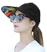HINDAWI Sun Hats for Women Wide Brim UV Protection Summer Beach Visor Cap Black