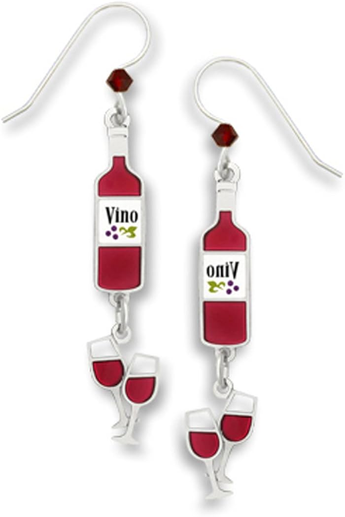 Amazon Com Red Wine Bottle Glass Earrings Made In Usa By Sienna