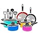 Best Choice Products 15-Piece Nonstick Aluminum Stovetop Oven Cookware Set for Home, Kitchen, Dining w/ 4 Pots, 4 Glass Lids, 2 Pans, 5 BPA Free Utensils, Nylon Handles, Multicolor